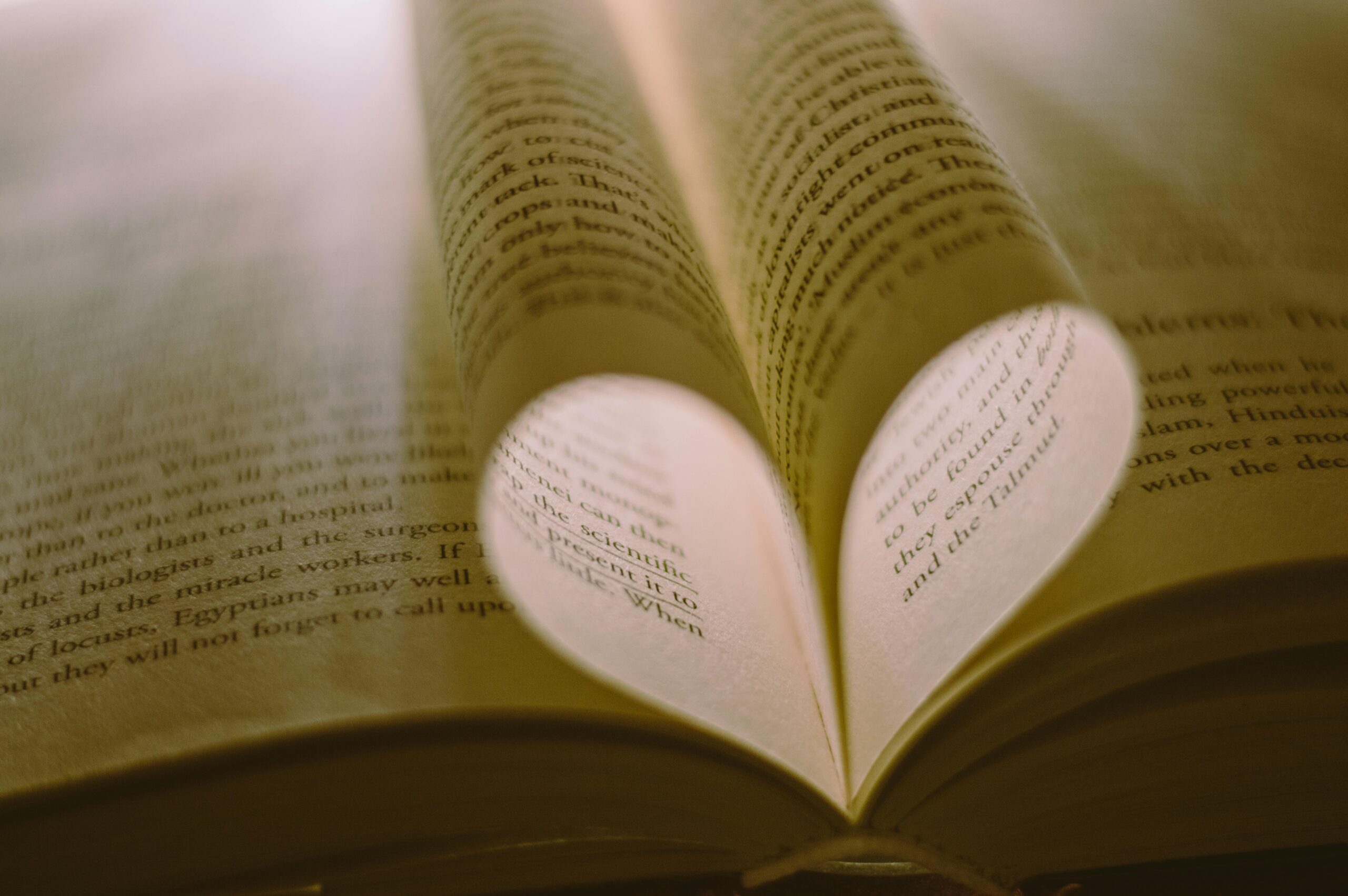 book with pages made into a heart